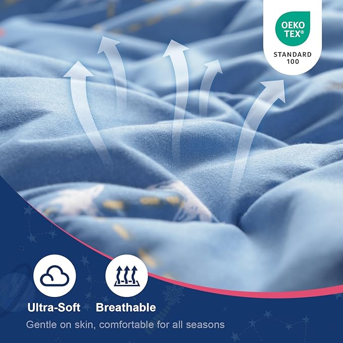 Kivik 5 lbs Weighted Blanket, 36" x 48" Blue Moon Stars Planet Weighted Blankets, All-Season Breathable Soft Cute Heavy Throw Blanket for Calming & Sleep, Washable