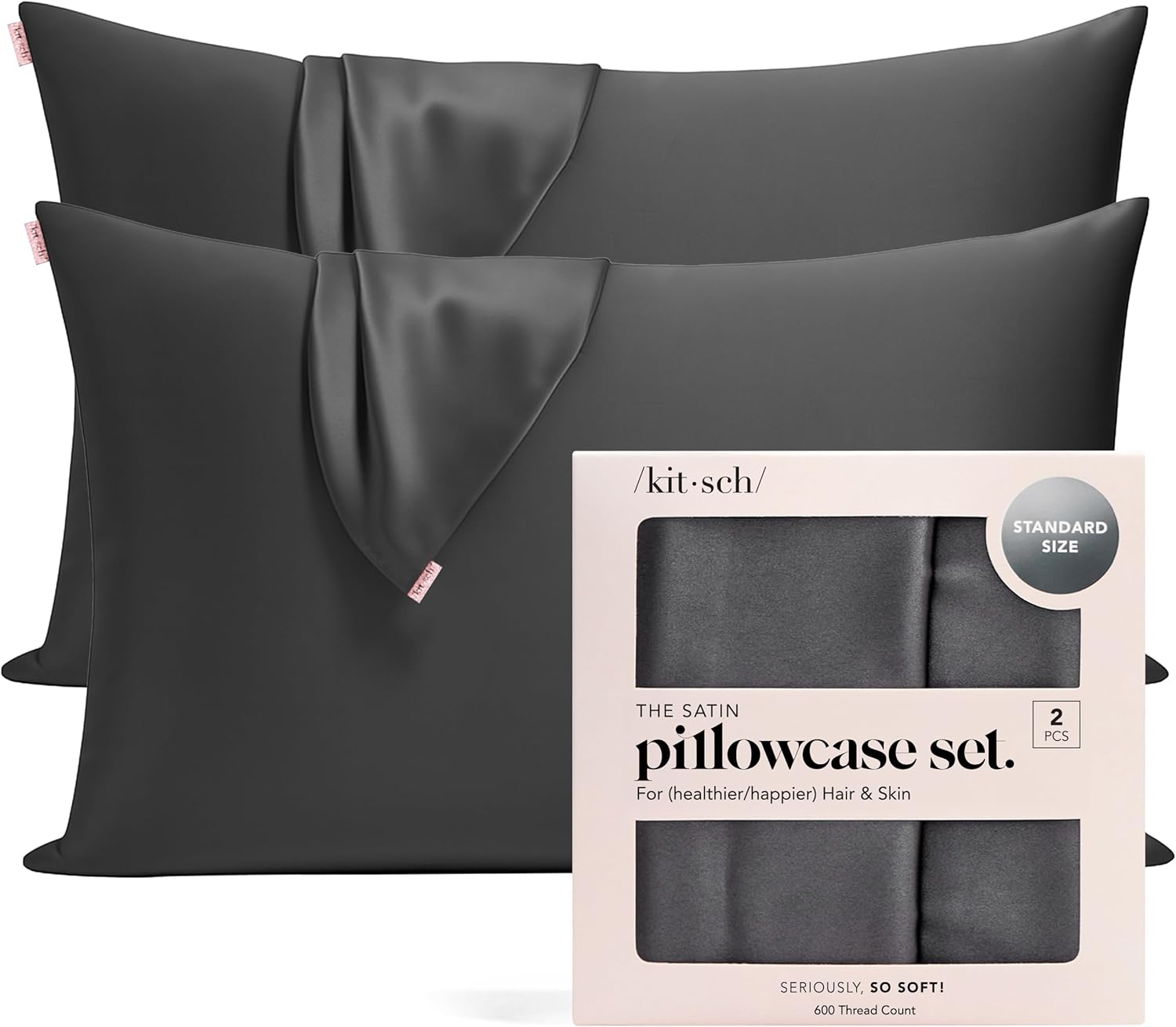 Kitsch Satin Pillowcase with Zipper for Hair & Skin - Softer Than Silk Pillow Cases, Smooth Cooling Satin Pillow Case, Wrinkle-Free, Machine Washable, Pillow Cases Standard Size 19x26 - Lavender Dormly