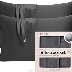 Kitsch Satin Pillowcase with Zipper for Hair & Skin, Softer Than Silk Pillow Cases Queen Size Set of 2, Wrinkle-Free, Smooth and Cooling Satin Pillow Covers, Standard Size 19