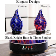 Porseme 150ml Essential Oil Diffuser Glass Color Changing Aroma Air Diffusers Aromatherapy Ultrasonic Cool Mist Humidifier 6 Running Hours Waterless Auto-Off for Sleeping Yoga Office Spa (Deep Blue)