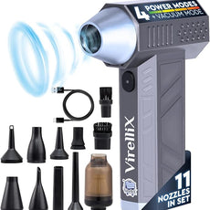 2in1 Electric Air Duster&Vacuum Cleaner - 150,000 RPM Compressed Air Duster with 4 Modes, Portable Air Blower & Rechargeable, Mini Blower for Computer, Keyboard, Electronics (Aircraft-Grade Aluminum)