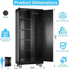 SUXXAN Broom Closet Storage Cabinet with Wheels 71.4