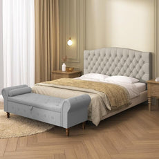 Velvet Upholstered Headboard Queen/Full Size Latest Model Wall Mount, Bed Frame Mount, Featuring High-Density Sponge Padding, Luxury Texture Easy Assembly Comfort and Style-Taupe