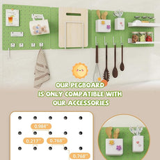 Metal Pegboard Combination Kit — 4 Carbon Steel Pegboards with 26 Accessories, Pegboard Wall Organizer for Home, Office, Study Room, Kitchen, Garage & Craft Room — 24″ × 24″ Green Peg Board