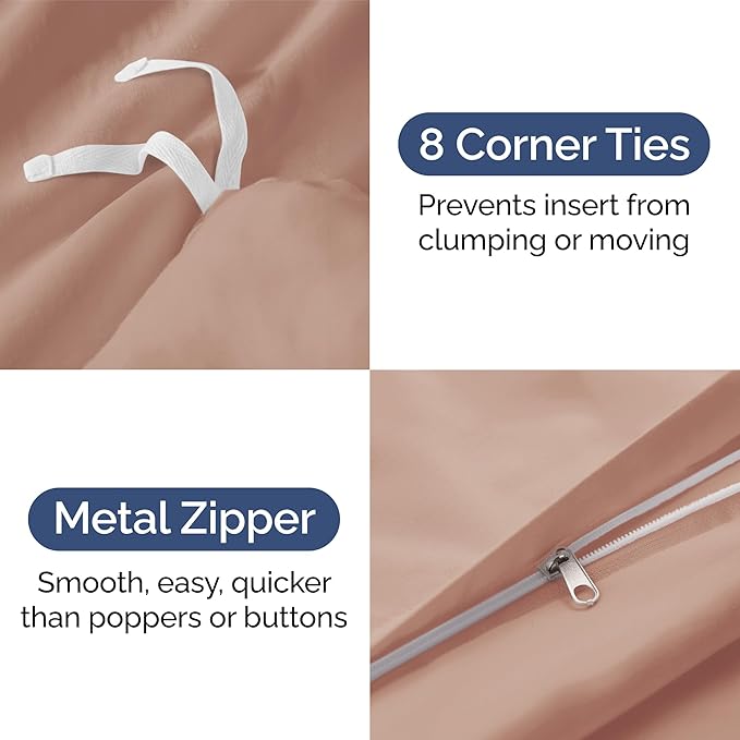 CGK Unlimited Duvet Cover Cal King Size Set - Extra Soft Cal King Size Duvet Cover 104 x 98 with 2 Pillow Shams - Hotel Quality w/Zipper Closures & Ties - Bedding and Bed Linens Set (Mauve)