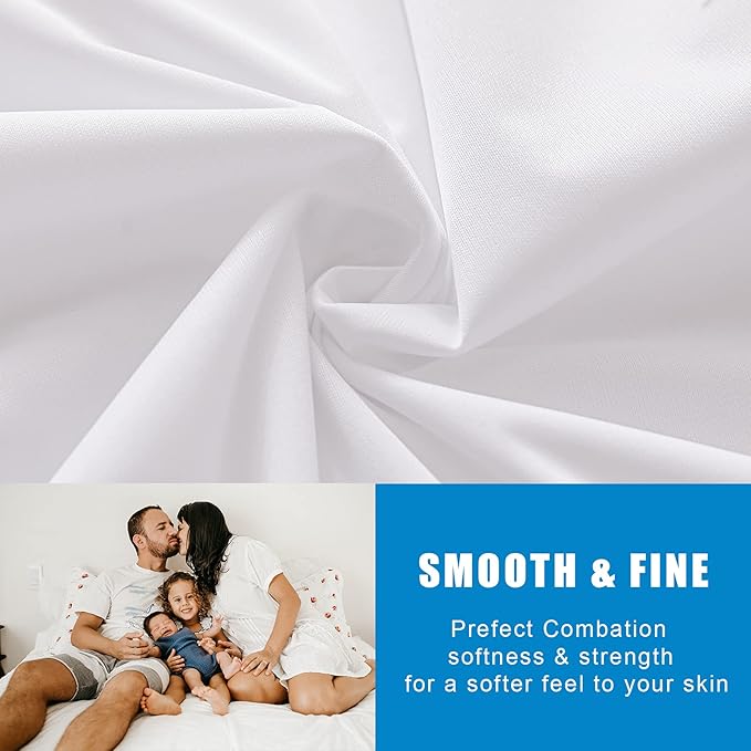 2 Pack Mattress Protector Twin Size 100% Waterproof Fitted Mattress Cover, Breathable Noiseless & Machine Washable Bed Cover Deep Pocket from 5" to 21", Bed Protector for Pets Kids Adults - Vinyl Free