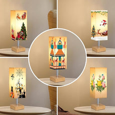 aooshine Wood Grain Table Lamp for Bedroom - Bedside Lamp for Nightstand, Minimalist Night Stand Light Lamp with Square Fabric Shade, Desk Reading Lamps for Kids Room Living Room Office Dorm