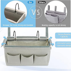 Bedside Storage Caddy/Bedside Hanging Storage Bag for Headboards Bunk Beds Dorm Rooms Book Phone Magazine Holder (New Grey)