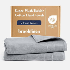 Brooklinen Super-Plush Turkish Cotton Hand Towels - Set of 2 - Cotton, 820 GSM, Highly Absorbent, Machine Washable, Perfect for Home & Bathroom (20