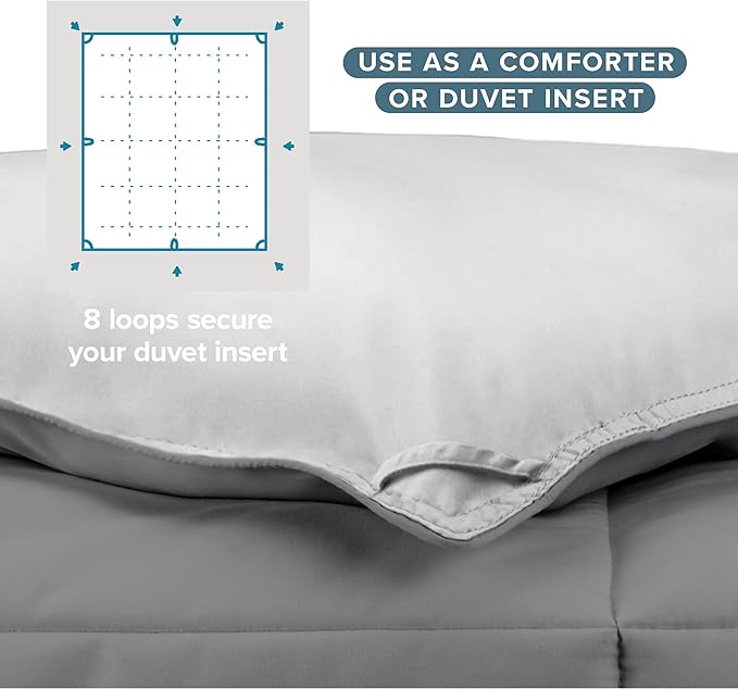 Bare Home Full Comforter - Reversible Colors - Goose Down Alternative - Ultra-Soft - Premium 1800 Series - All Season Warmth - Bedding Comforter (Full, Grey/Light Grey)