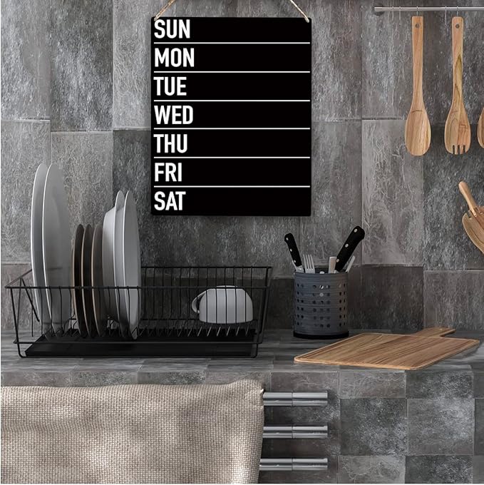 YCYD menu board for kitchen, Sun Mon Tue Wed Thu Fri Sat Wood Sign Rustic Menu Chalkboard Wooden Hanging Plaque for Home Dining Room Wall Art Decoration 8 x 10 Inches Present