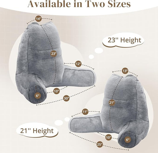 Sasttie Reading Pillow, Pillows for Reading or Relaxing – Ergonomic Support for Head, Neck, Back, and Lumbar, 21-Inch, Dark Grey