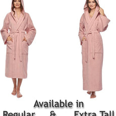 Arus Women's Hooded Classic Bathrobe Turkish Cotton Robe with Full Length Options