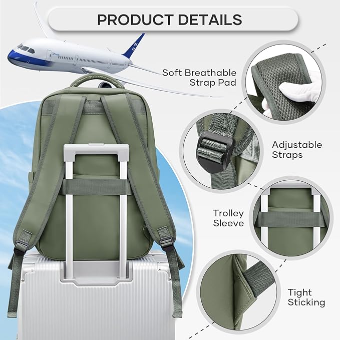 Vacuum Compression Backpack, Travel Vacuum Backpack with Electric Vacpack Pump, Flight Approved Carry On Personal Item Suitcase Luggage for Men Women, Green