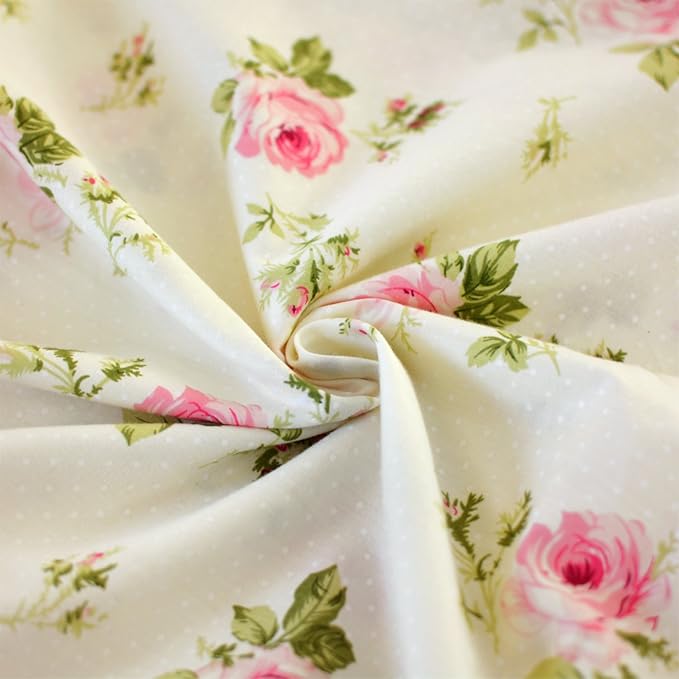 FADFAY Rosette Floral Print Duvet Cover Set Princess Lace Ruffle Bedding Set for Girls 3 Pieces Twin Size