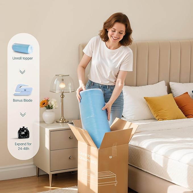 SyMax Twin Mattress Topper, Gel Infused Memory Foam Mattress Topper, Soft Bed Topper Mattress Pads for Bed, Sofa, RV, CertiPUR-US Certified, Blue, 4 Inch