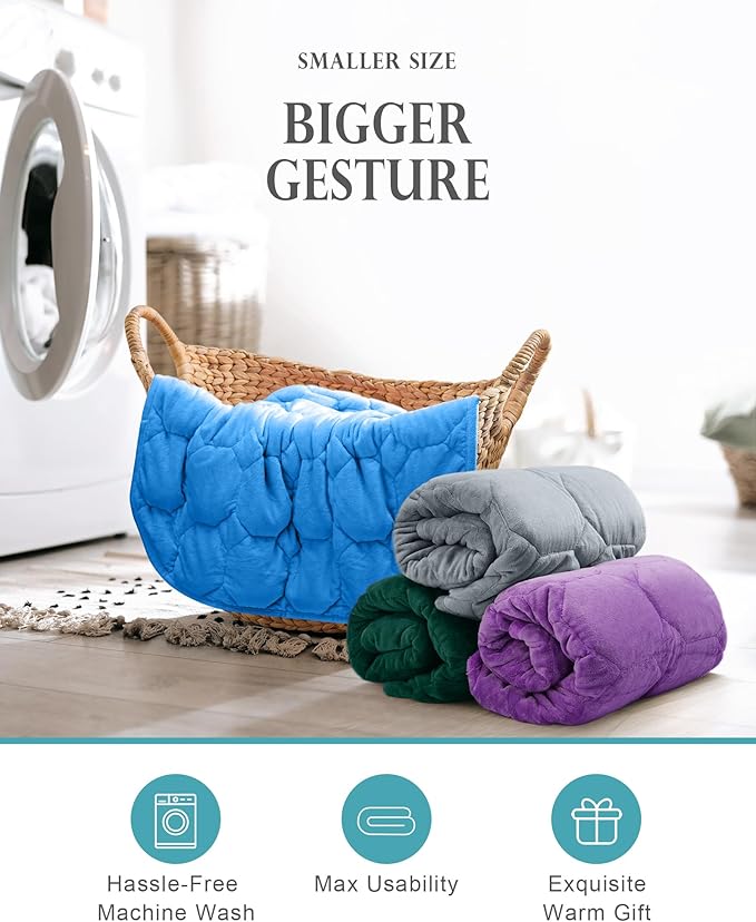 Cottonblue Weighted Lap Blanket 7lbs, Cozy Luxury Crystal Velvet Weighted Blanket for Adults, Small Weighted Blanket for Relaxation, Sleeping, Travel, Green, 29" x 24"