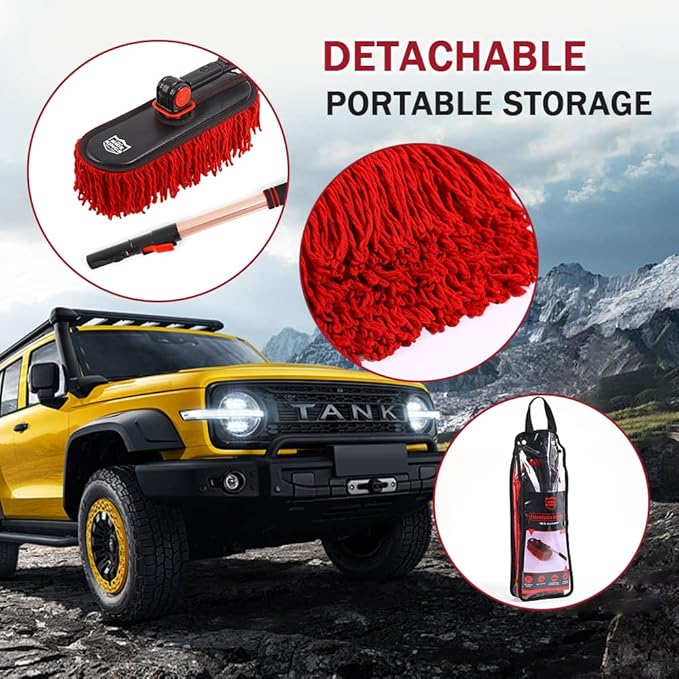 Car Duster-Stocking Stuffers Gifts for Men Women-Wax Cotton Hair, Scratch-Free Travel-Friendly Auto Cleaner, Truck, SUV, RV & Motorcycle - Extendable Handle, No Lint，Beach Travel Essentials