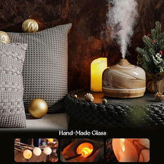 Porseme 500ml Glass Essential Oil Diffuser Aromatherapy Ultrasonic Cool Mist Humidifier 15-21 Running Hours Waterless Auto-Off Air Diffusers for Sleeping,Yoga,Office Working,Spa and Rest (Desert)