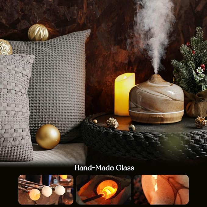 Porseme 500ml Essential Oil Diffuser, Aroma Ultrasonic Humidifier with Remote Control, BPA Free, Auto Shut-Off, Timer Setting for Large Room Sleeping Yoga