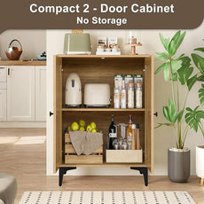 Rattan 4-Door Buffet Sideboard Storage Cabinet - Boho Kitchen Dining Console with Adjustable Shelves, Natural Rattan 48.4