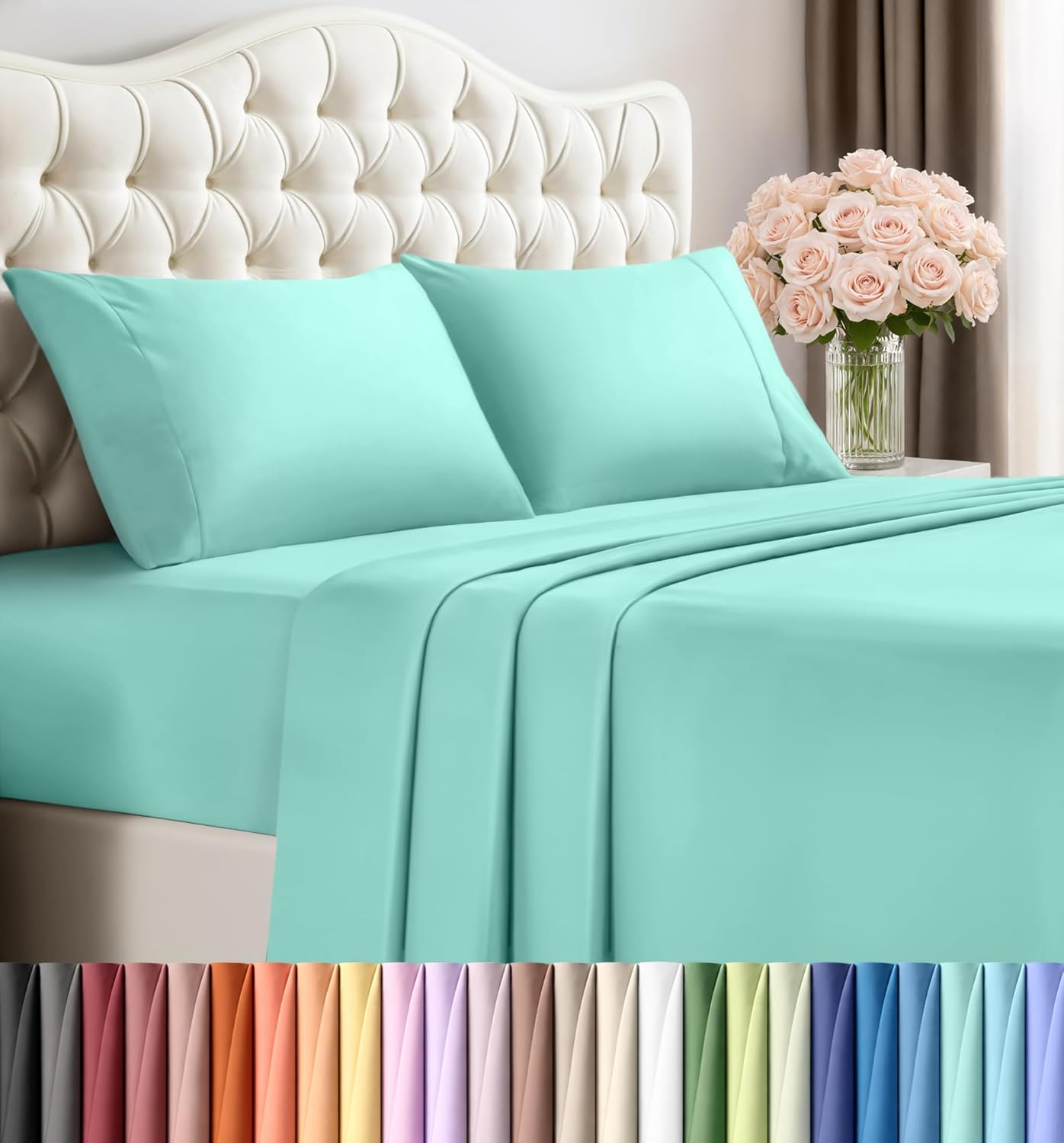 Utopia Bedding Queen Size Sheet Set – 4 Piece Bed Sheets, Soft and Breathable Microfiber, Includes 1 Fitted Sheet, 1 Flat Sheet and 2 Pillowcases – Oeko Tex (Grey) Dormly