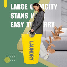 Caroeas 95L Pro Large Laundry Basket (13 Colors), Waterproof Laundry Hamper, Laundry Bag with Padded Handles, Clothes Hamper Stands Up Well, Collapsible Laundry Basket Easy Storage(Yellow)