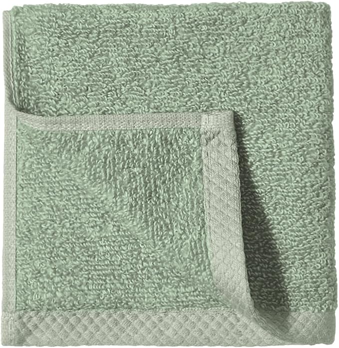 Amazon basics cotton washcloths, Lightweight quick-dry, 12" x 12", 12-pack, seafoam green
