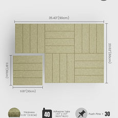 Bumusty Large Cork Board Alternative-36 x24 Felt Bulletin Board Tiles, with 30 Pushpins, 40 Adhesive Tabs, 6-Pack Slat Wall Paneling, Cork Boards for Office Push Pin Board Felt Board-Olive Green