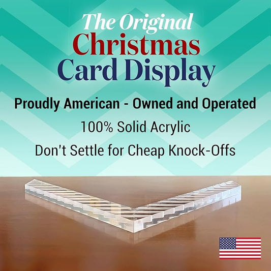 Greeting Card Display and Organizer for Table Shelf Desk Mantel | Holds up to 30 Cards | Greeting Cards Birthday Cards Photos Postcards | Crystal Clear Solid Acrylic | Perfect for Teachers