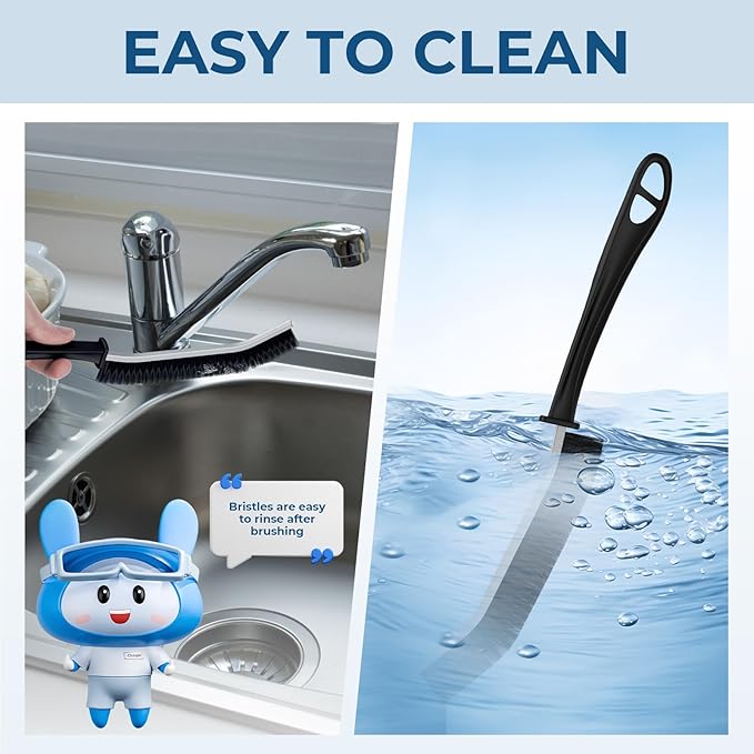Crevice Cleaning Brushes, Scrub Brush for Hard to Reach Small Space, Home Essentials, Cleaning Supplies, Cleaning Tools for Household Use, Bathroom, Shower, Kitchen, Window, Toilet (6, Black)