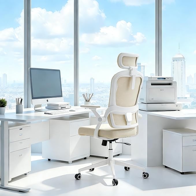 Ergonomic Office Chair - 400LB Comfy Desk Chairs with Adjustable Headrest and Lumbar Back Support, Mesh Computer Chairs with Wheels and Arms for Home Office, Study