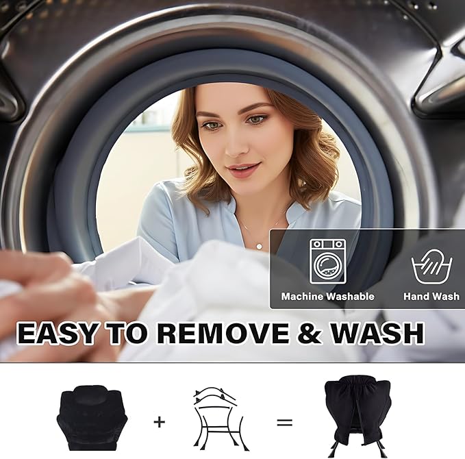 Tiita Lazy Chair with Ottoman, Modern Large Accent Lounge Armchair, Comfy Leisure Sofa Reading Chair with Footrest for Bedroom, Living Room, Dorm Rooms, Garden and Courtyard, Plush Black