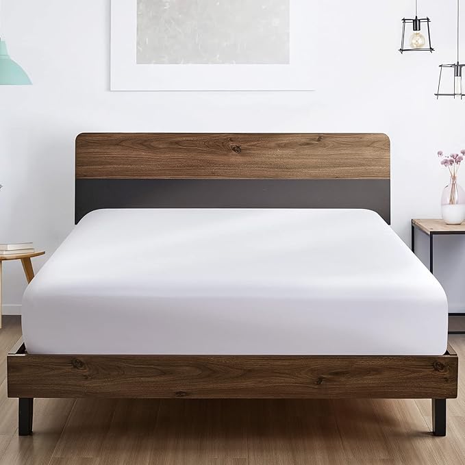 FreshCulture Full Fitted Sheet - Hotel Quality Fitted Sheet - Ultra Soft & Breathable - Brushed Microfiber - Deep Pocket - Cooling Fitted Sheets for Full Size Bed (White)
