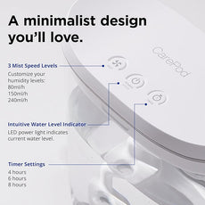 Carepod Mini 21P Ultrasonic Cool Mist Humidifier Whisper-Quiet Filter-Free Easy Clean - Only 3 Washable Parts to Clean, Auto Shut-off, 0.74gal 2.8l Tank, Nursery, Baby, Kids Bedrooms