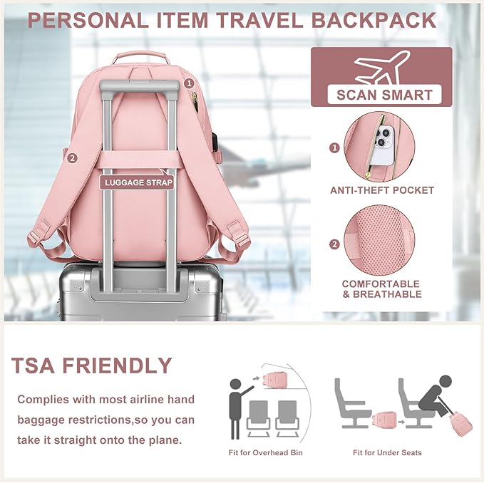 Laptop Backpack for Women Bookbag: 15.6 inch Work School Backpacks with Pouch Pocket for Large Capacity Cup & USB Charger College Book Bag Travel Business Nurse Teacher Bookbags Anti-theft Back Pack