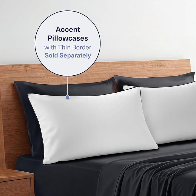 Kickoff Viscose Bamboo Sheets King Size 4-pc 100% Organic Bamboo Viscose Bed Cooling Sheets King Size Set Cool Bedding for hot Sleepers Sheet, Flat, Fitted, Pillowcases (Black,K) KickoffHome