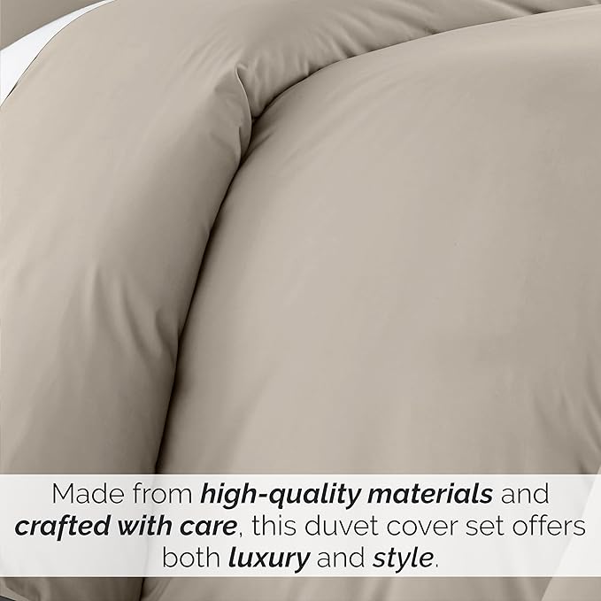 Southshore Fine Living, Inc. Premium Collection Oversized King Duvet Cover Set, Soft Duvet Cover 3-Piece, Two Matching Shams (108 in Wide x 98 in Long), Taupe, King/California King