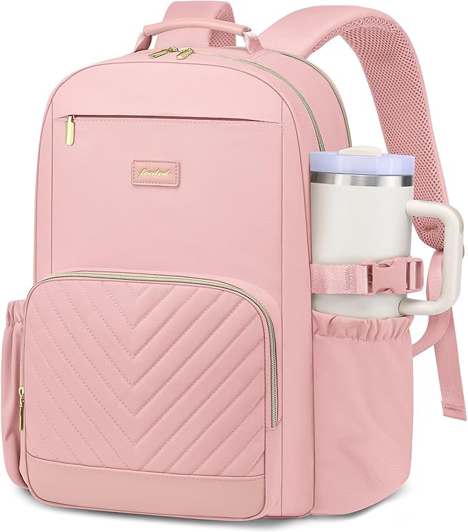 Laptop Backpack for Women Bookbag: 15.6 inch Work School Backpacks with Pouch Pocket for Large Capacity Cup & USB Charger College Book Bag Travel Business Nurse Teacher Bookbags Anti-theft Back Pack