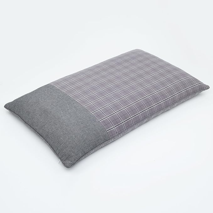 Buckwheat Hull Neck Pillow for Sleeping, Adjustable Height and Firmness Pillow, Washable Cover, Cervical Firm Neck Support for Cool Sleep, 23x13 Inch, Grey