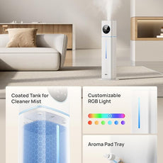 Dreo 11L Smart Humidifier Large Room 700 ft², 100H Cool Mist Air Humidifiers for Bedroom, Top-Fill Self-Cleaning Tank, 26dB, Auto Mode, Aroma Box, RGB Light, Remote & APP Control, Baby, Plant, Blue