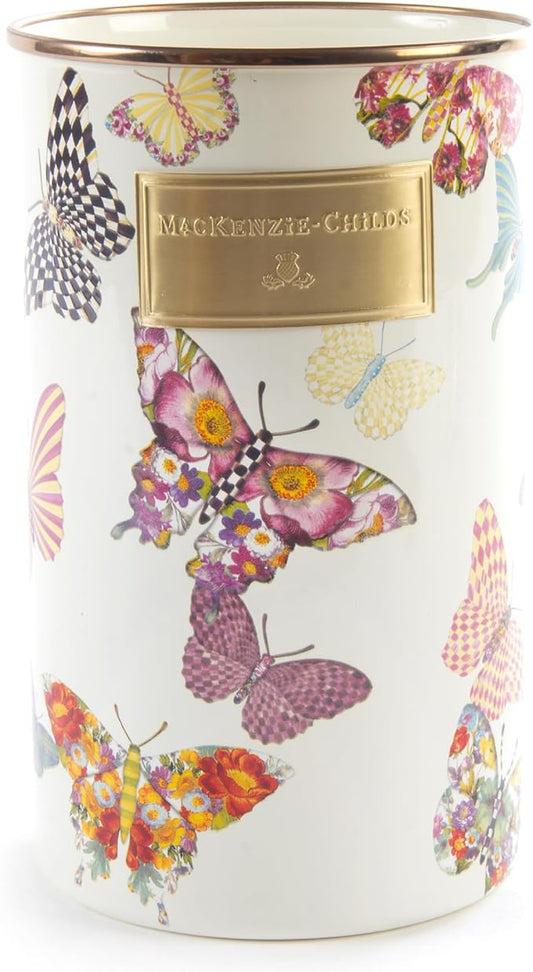 MACKENZIE-CHILDS Enamel Utensil Holder, Kitchen Utensil Holder for Countertop, Storage Caddy, Butterfly Garden