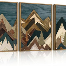 BINCUE Boho Mountain Wall Art Framed Landscape Wall Decor Modern Nature Artwork for Bedroom Living Room Office 12