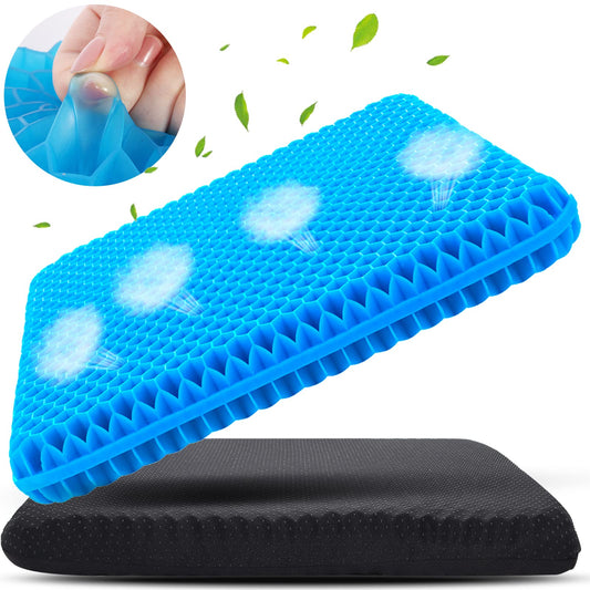 Gel Seat Cushion for Long Sitting (Large & Thick), Soft & Breathable, Gel Cushion for Wheelchair, Gel Chair Cushion for Hip Pain, Gel Seat Cushion for Office Chair (Black Cover) Dormly