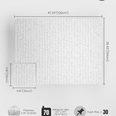 Bumusty Large Cork Board Alternative-47 x35 Felt Bulletin Board Tiles, with 30 Pushpins, 70 Adhesive Tabs, 12-Pack Slat Wall Paneling, Cork Boards for Office Push Pin Board Felt Board-Marble Gray