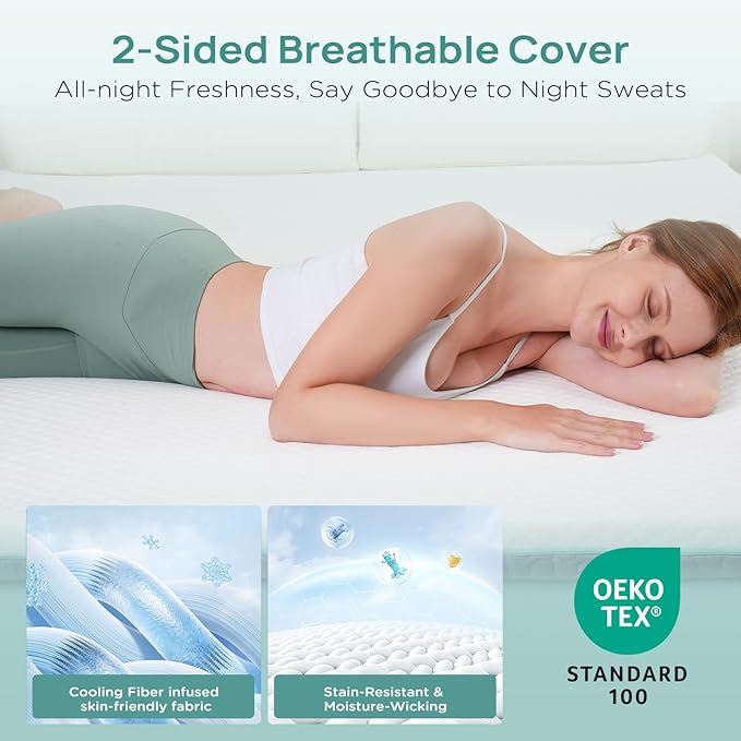3 Inch Firm Mattress Topper Full Size, Memory Foam Bed Topper with Soft & Firm Options for Back Pain Relief, Mattress Topper with 2-Sided Cover, Ergonomic 5-Zone Design, CertiPUR Certified