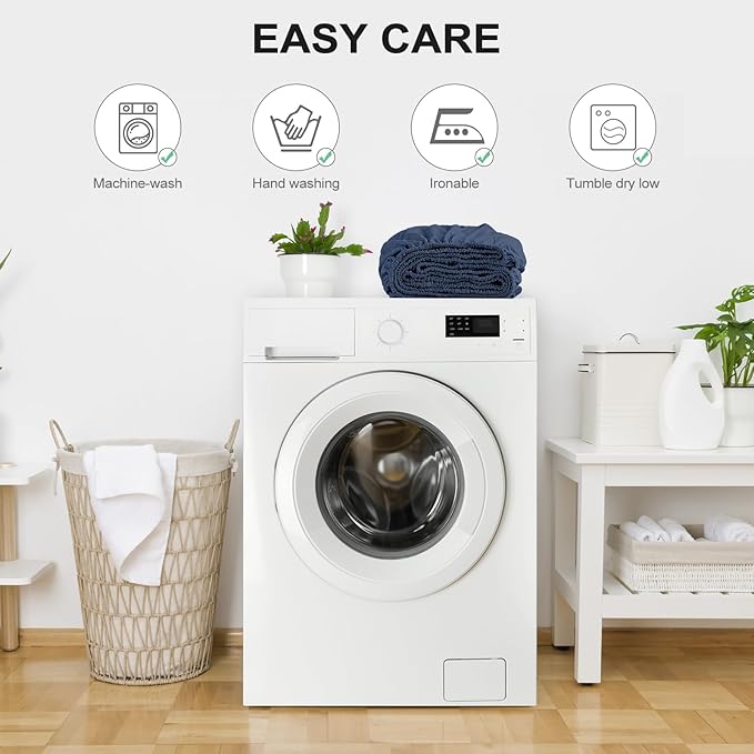 FreshCulture King Fitted Sheet Only - Hotel Quality Fitted Sheet King Size - Ultra Soft & Breathable - Brushed Microfiber - Deep Pocket - Cooling Fitted Sheets for King Size Bed (Navy Blue)