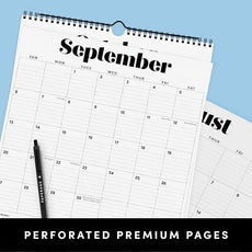 PAPERAGE 2026 Calendar, 12 Months (January 2026 - December 2026), Large (11.4 in x 14.76 in), Spiral Bound, 2026 Vertical Wall Calendar with Monthly & Yearly Views, Premium Paper - Black