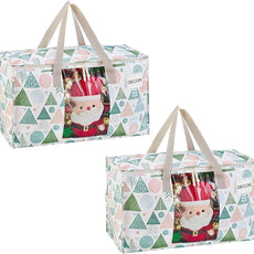 VENO 2 Pack Moving Bags, Large Christmas Storage Bins with lids, Packing Supplies for College, Alternative to Moving Boxes, Foldable, Heavy-Duty Tote, Christmas Pattern (Pastel Forest, 2 Pack)