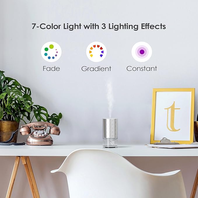 Airversa Essential Oil Diffuser Waterless Aromatherapy Diffusers for Home Large Room, Bedroom, Car, Office, Desk, Battery Operated, Small Diffuser for Pure Scent, 100mL Capacity, AN5 (Silver)